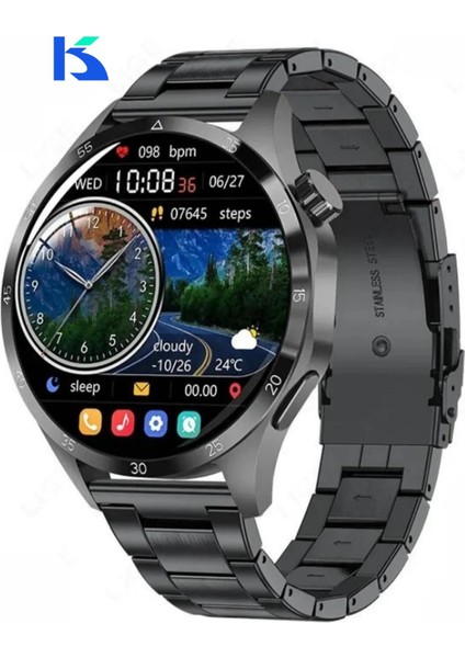 Watch Gt4 Klasik Erkek 46MM Gümüş Akıllı Saat Bluetooth Sesli Görüşmeli iPhone Huawei Uyumlu