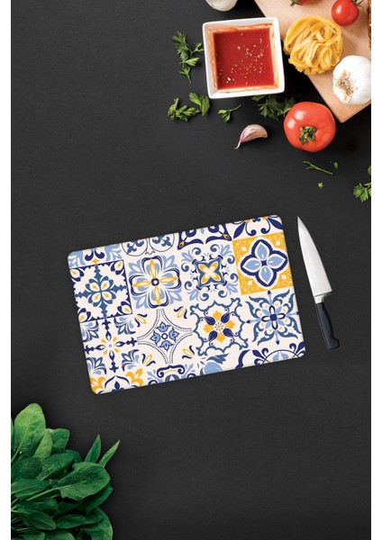 Mavi Çini Desen | Cam Kesme Tahtası - Cam Kesme Tablası | 20CM x 30CM modelleri