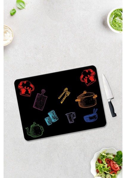 Renkli Tahta | Cam Kesme Tahtası - Cam Kesme Tablası | Siyah Fon | 30CM x 40CM fiyatları