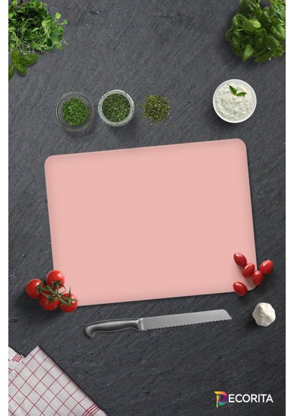 Düz Renk - Somon | Cam Kesme Tahtası - Cam Kesme Tablası | 30CM x 40CM