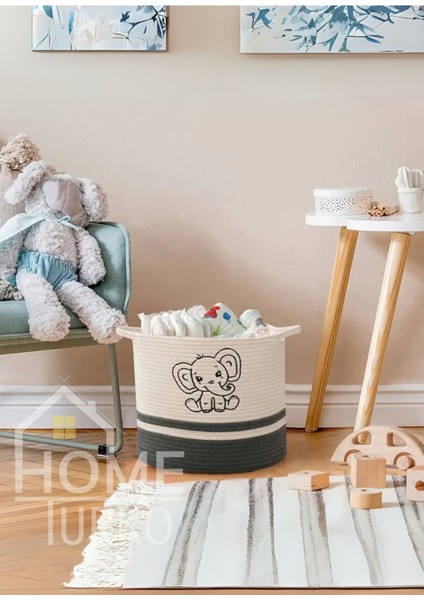 Fil Temalı Dokuma El Örgüsü Jüt Sepeti Çok Yönlü Giyisi Battaniye Oyuncak Depolayıcısı Raf Sepeti modelleri