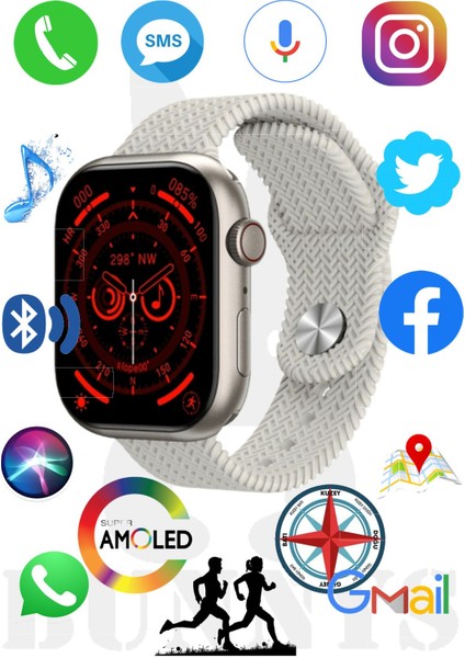 Redmi Note 9 Uyumlu Akıllı Saat Konuşma Özellikli Watch 9pro 45MM Amoled Ekran