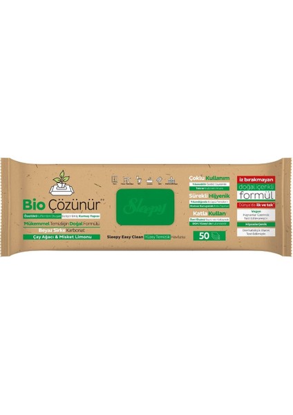 Sleepy Bio Yüzey Temizlik Havlusu 50 Adet Çayağacı Misket Limonlu