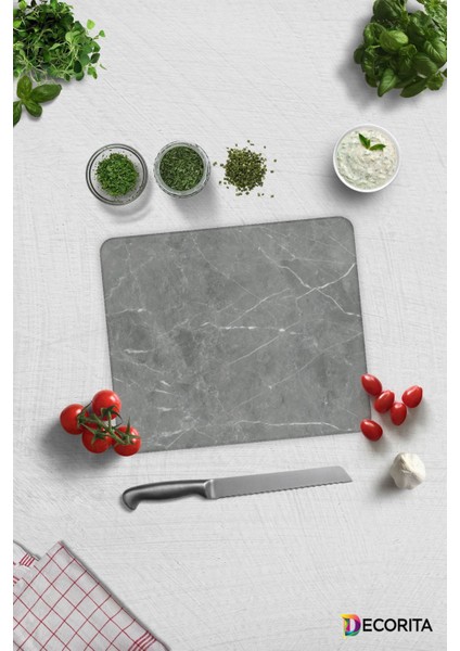 Cam Kesme Tahtası - Cam Kesme Tablası | Gri Mermer Görünümlü | 29CM x 34CM