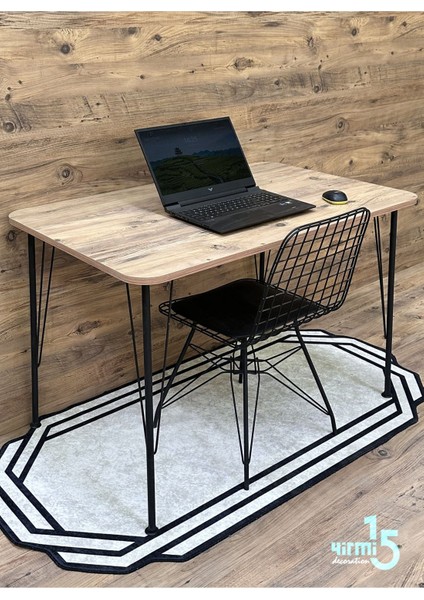 Siyah Metal Ayaklı 60X120 cm (Tek Masa) Atlantik Çam Mutfak - Balkon - Çalışma Masası fiyatları