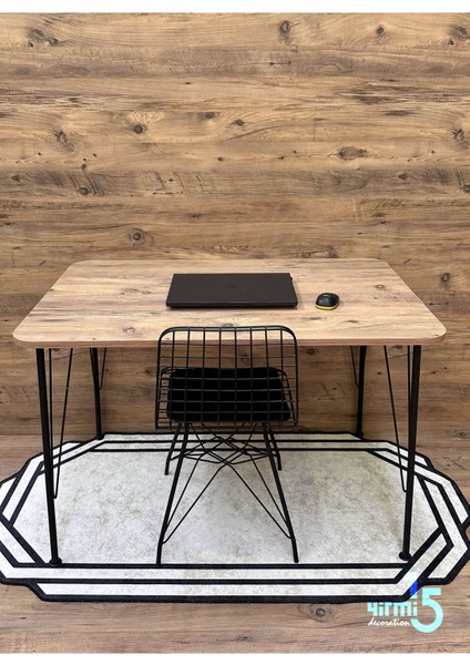Siyah Metal Ayaklı 60X120 cm (Tek Masa) Atlantik Çam Mutfak - Balkon - Çalışma Masası modelleri