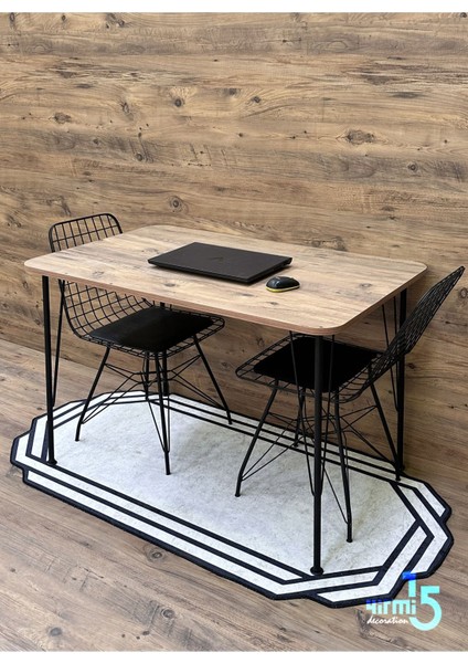 Siyah Metal Ayaklı 60X120 cm (Tek Masa) Atlantik Çam Mutfak - Balkon - Çalışma Masası indirimleri