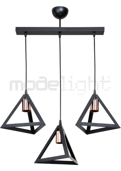 Prizma 3lü Sıralı Avize Siyah (Bakır Laleli) Salon-Oturma-Çocuk-Yemek-Yatak Odası--Antre-Mutfak modelleri