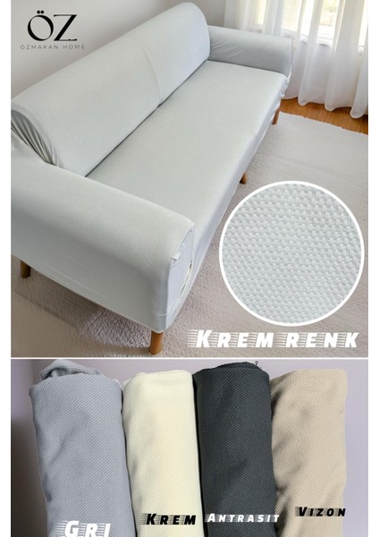Bal Peteği Desen Koltuk Örtüsü Koltuk Kılıfı 1 Adet Krem Renk