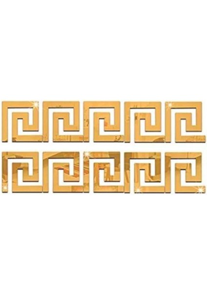Labirent Bordür Dekoratif Pleksi Ayna (Kendinden Yapışkanlı) Gold 7X7CM 40 Adet