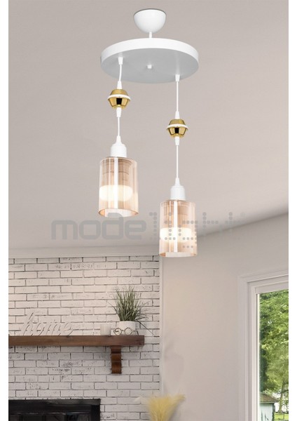 Akses 2li Bal Camlı Beyaz Avize Salon-Oturma Odası-Çocuk Odası-Yatak Odası-Yemek Odası-Antre-Mutfak