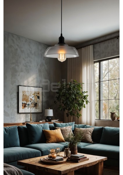 Karya Füme Tekli Sarkıt (Siyah Tesisat Siyah Kuka) Salon-Oturma-Çocuk-Yemek-Yatak Odası-Antre-Mutfa