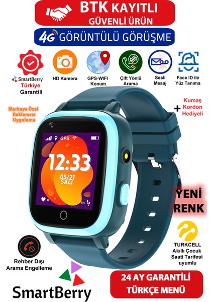 Z40 Görüntülü Görüşme Yüz Tanıma Gps Wıfı Konum Akıllı Çocuk Takip Saatilı - Yeşil