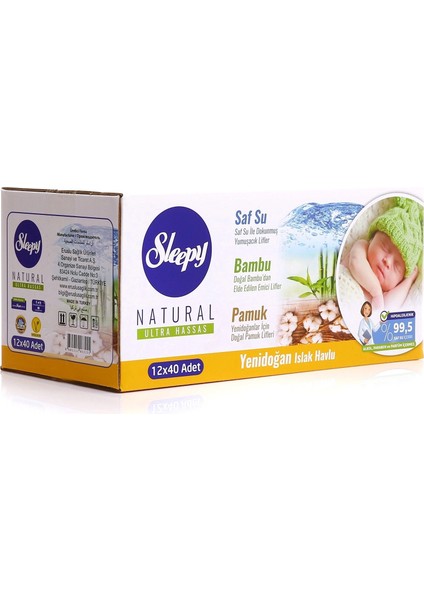 Sleepy Natural Yenidoğan Islak Mendil 12X40 480 Yaprak