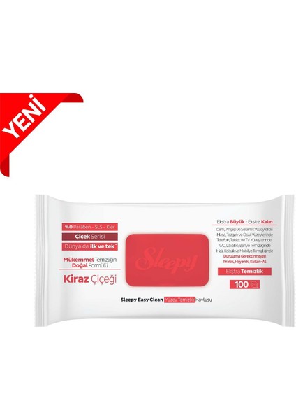 Sleepy Yüzey Temizlik Havlusu 100 Adet Kiraz