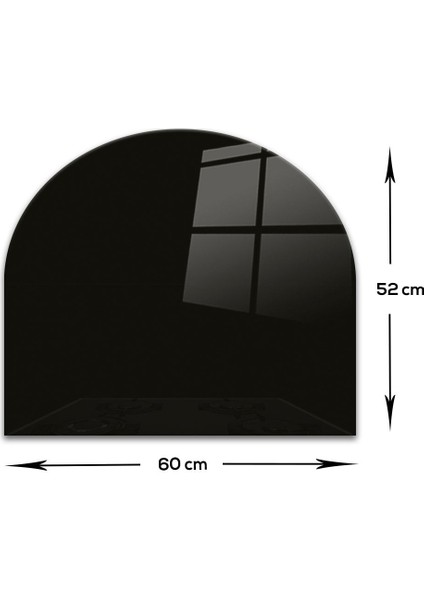 Cam Ocak Arkası Koruyucu | Oval Şekilli | Düz Renk - Siyah | 52CM x 60CM fırsatları