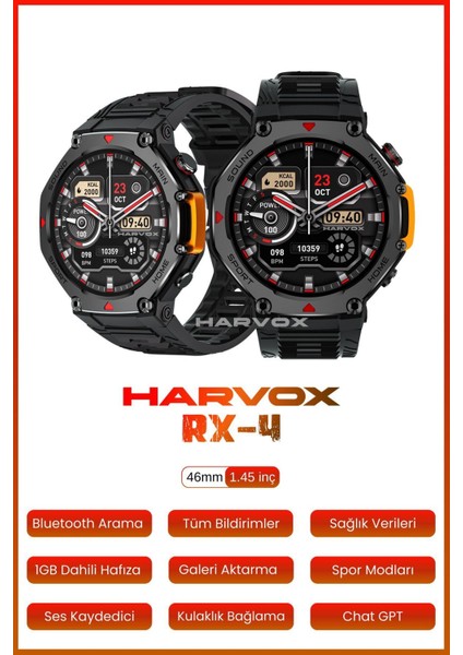 Harvox Watch Rx-4 Akıllı Saat Iphone ve Android Tüm Telefonlara Uyumlu Akıllı Saat Yeni Nesil