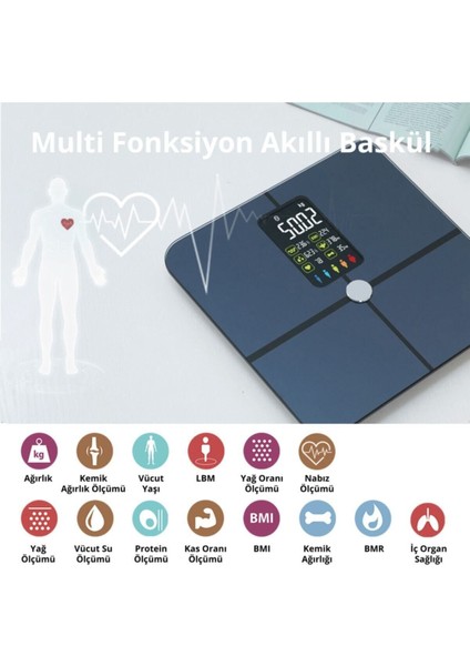 Sport HZ-1121 Multifonksiyon Ekranlı Akıllı Bluetooth Baskül HZ-1121
