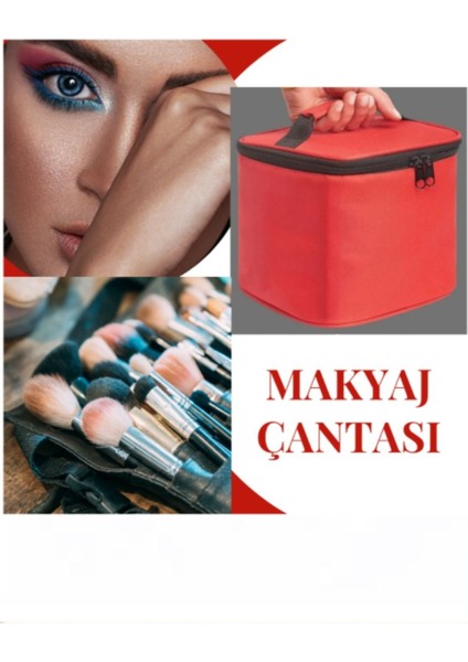 Highconcept Kırmızı Tek Bölmeli Soğuk Tutan Makyaj Çantası Seyahat Makyaj Organizeri 20*20*20 cm