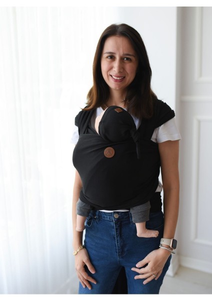 Premium Birinci Sınıf Pamuklu Esnek Wrap Sling Siyah (Babywearinge Özel Üretim Kumaş) modelleri