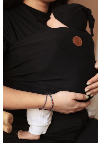 Premium Birinci Sınıf Pamuklu Esnek Wrap Sling Siyah (Babywearinge Özel Üretim Kumaş) indirimleri