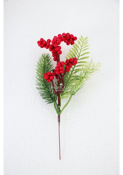 Dekoratif 3lü Yapay Bitkili Stick Kırmızı Yılbaşı Çiçeği Yapay Kokina Yılbaşı Süsü 20 cm (3lü Set) modelleri