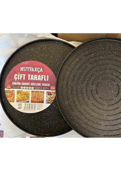 Döküm Granit 36 cm Çiftaraflı Et Balık Gözleme Tavası