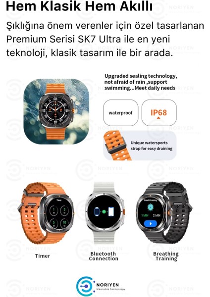 Yeni Nesil Premium Amoled Ekran Full Hd Spor Sağlık Sensör Ios Android Uyumlu Sk7 Ultra Akıllı Saat fırsatları