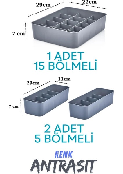 3'lü Set Bölmeli Makyaj Takı Organizer, Banyo Mutfak Düzenleyici - 1 Adet 15GÖZLÜ, 2ADET 5gözlü fiyatları