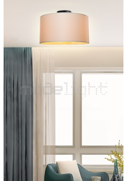 Goza 38 cm Silindir Plafonyer Avize Finlin Krem Salon-Oturma-Çocuk-Yemek-Yatak Odası--Antre-Mutfak