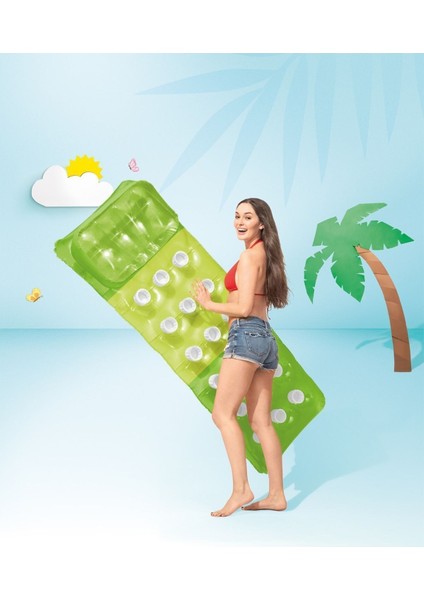 Bardaklı Yastıklı Deniz Yatağı - Yastıklı Havuz Yatağı - Yastıklı Şişme Yatak-Şişme Yatak 188X71 cm modelleri