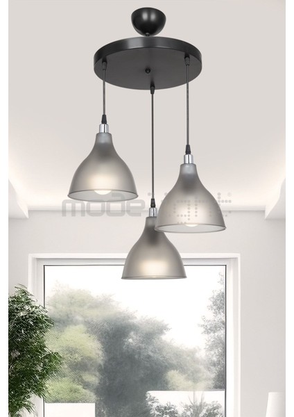 Ronda 3lü Çember Avize Füme Salon-Oturma Odası-Çocuk Odası-Yatak Odası-Yemek Odası-Antre-Mutfak