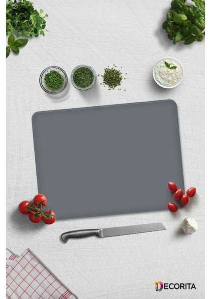 Düz Renk - Gri | Cam Kesme Tahtası - Cam Kesme Tablası | 30CM x 40CM