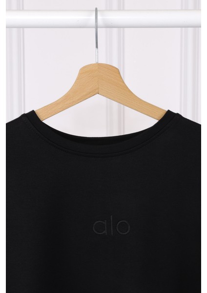 Siyah Nakışlı Kısa Kol Modal T-Shirt fiyatları