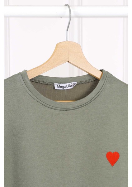Haki Nakışlı Kısa Kol Modal T-Shirt fiyatları