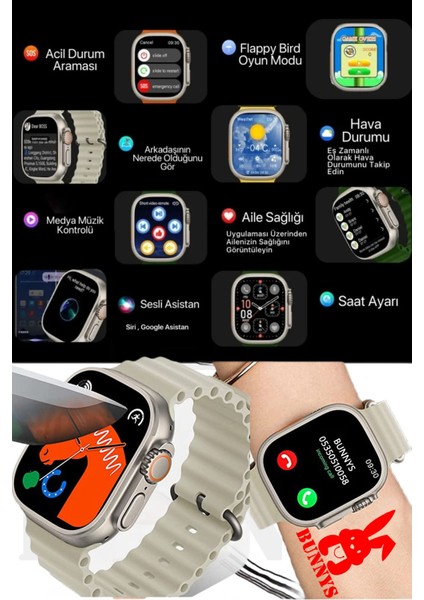 Poco F3 Uyumlu Akıllı Saat Watch 8 Ultra 49 mm Amoled Ekran Konuşma Özellikli fırsatları