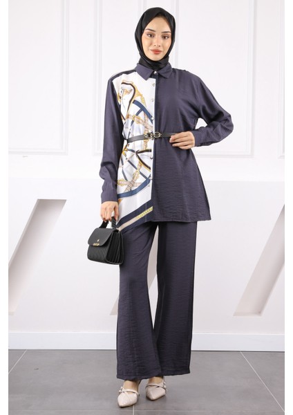Antrasit Desenli Modal Tunik Pantolonlu Takım fiyatları