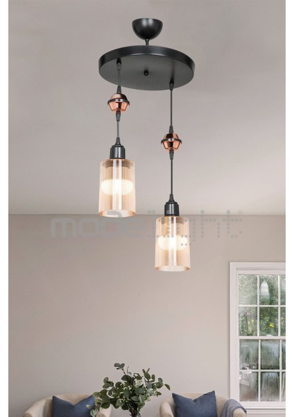 Akses 2li Bal Camlı Siyah Avize Salon-Oturma Odası-Çocuk Odası-Yatak Odası-Yemek Odası-Antre-Mutfak