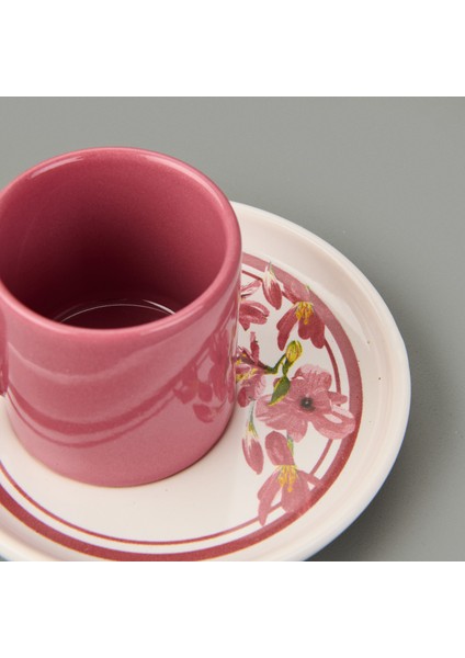 Kitchen Flowery Nordic 4 Parça Kahve Fincanı - Mürdüm - 110 ml fırsatları