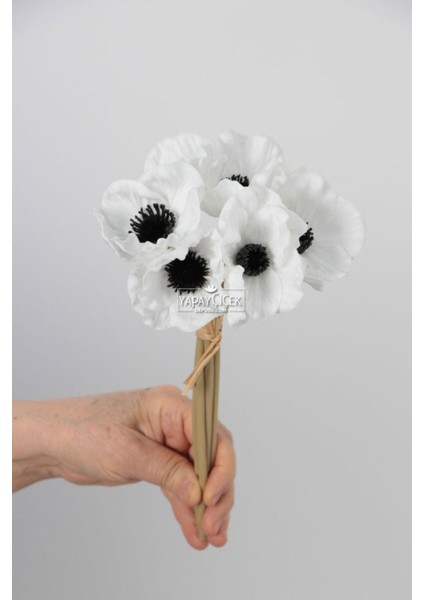 Yapay Çiçek Lüx Islak 6lı Anemon Demeti 25 cm Beyaz modelleri