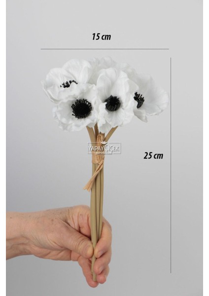 Yapay Çiçek Lüx Islak 6lı Anemon Demeti 25 cm Beyaz fırsatları