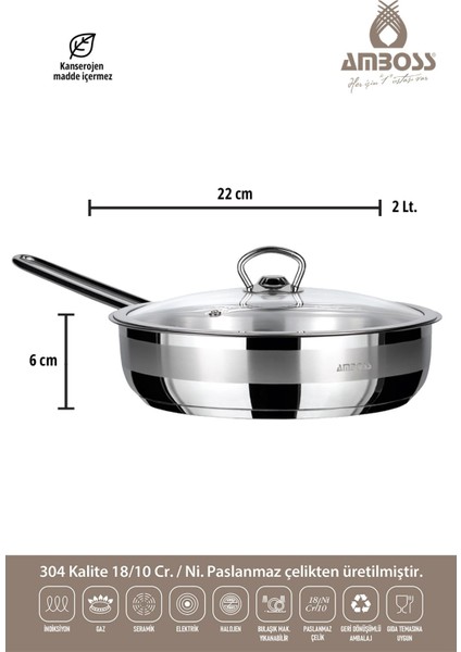 Ambos Saphire 22 cm Tava- Cam Kapaklı modelleri