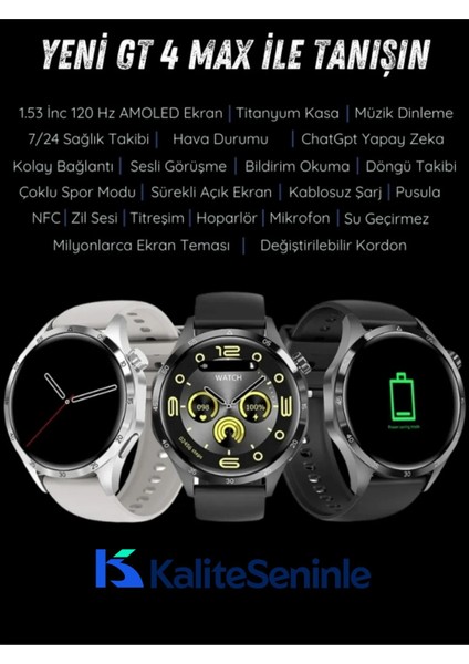 Watch Gt4 Klasik Erkek 46MM Gümüş Akıllı Saat Bluetooth Sesli Görüşmeli iPhone Huawei Uyumlu indirimleri
