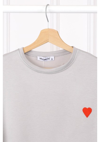 Gri Nakışlı Kısa Kol Modal T-Shirt fiyatları