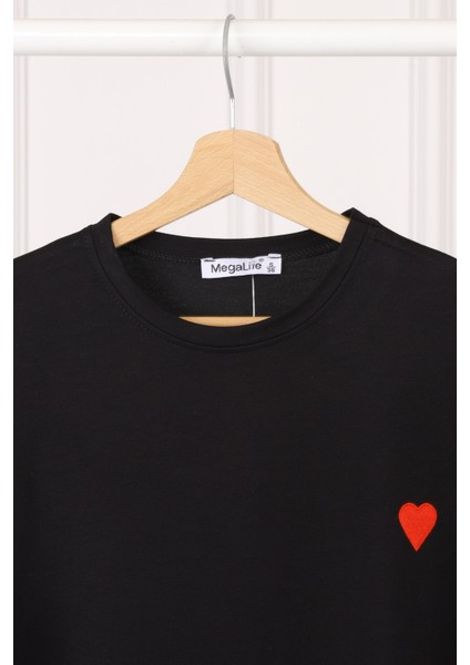 Siyah Nakışlı Kısa Kol Modal T-Shirt fiyatları