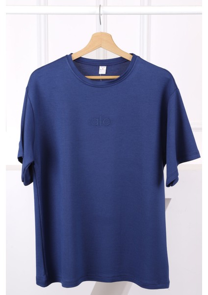 Lacivert Nakışlı Kısa Kol Modal T-Shirt