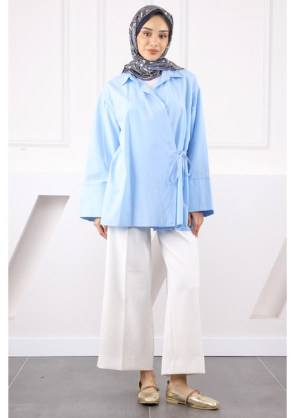 Bebe Mavi Yandan Bağlamalı Kimono
