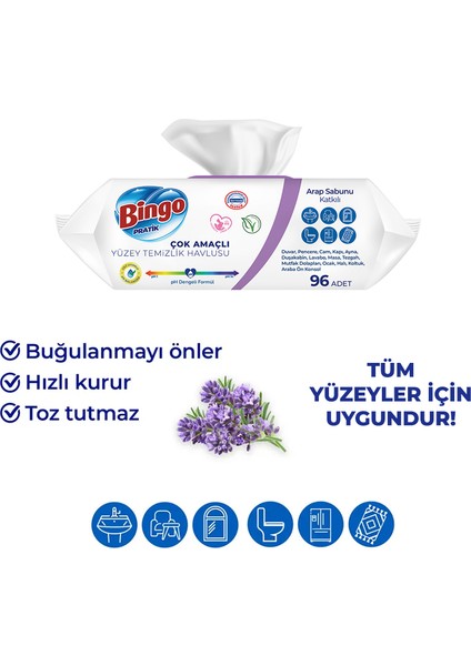 Bingo Yüzey Temizlik Havlusu 96 Adet Arap Sabunlu