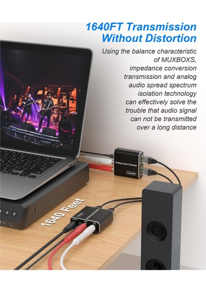 3.5mm Rca Analog Ses Genişletici 1640FT Maksimum Sinyal Genişletme Desteği (Yurt Dışından)