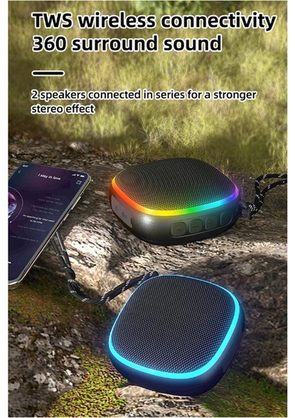 Manyetik Toz Geçirmez Su Geçirmez Rgb Açık Hava Bluetooth Kablosuz Woofer (Yurt Dışından)